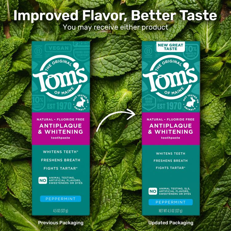 Tom's of Maine Antiplaque and Whitening Fluoride-Free Vegan Toothpaste - 4.5oz, 2 of 16