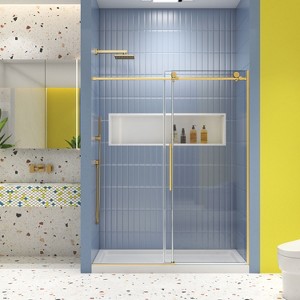 NicBex Shower Door 56-60" Wx74"H Sliding Shower Door with 5/16" (8mm) Tempered Glass with Soft Cose System - 1 of 4