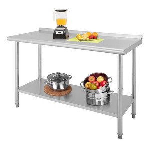 60X24x35 Inch Stainless Steel Work Table with Double Shelf, Heavy Duty Prep Station for Kitchen Restaurant or Garage Storage - 1 of 4