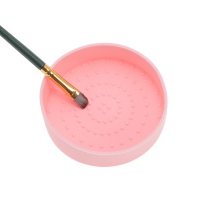 Compact Pink Round Makeup Sponge Brush Cleaner