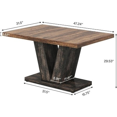 Rustic Black and Brown Reclaimed Wood Dining Table, 47-Inch