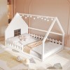 1 Full Bed Frame, Solid Wood House Bed with Fence and Window, No Box Spring Needed - Baofuwish - 2 of 4