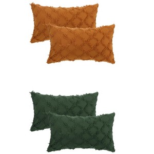 Unique Bargains Decorative Cozy Solid Color Cut Flower Checkered Throw Pillow Covers 4 Pcs - 1 of 4