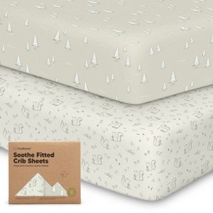 KeaBabies 2pk Soothe Fitted Crib Sheets Neutral, Organic Baby Crib Sheets, Fits Standard Nursery Baby Mattress - 1 of 4