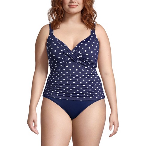 Lands' End Women's Plus Size Chlorine Resistant Wrap Underwire Tankini  Swimsuit Top - 18w - Deep Sea Polka Dot : Target