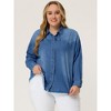 Agnes Orinda Women's Plus Size Regular Fit Button Down Long Sleeve Denim Shirts - 3 of 4