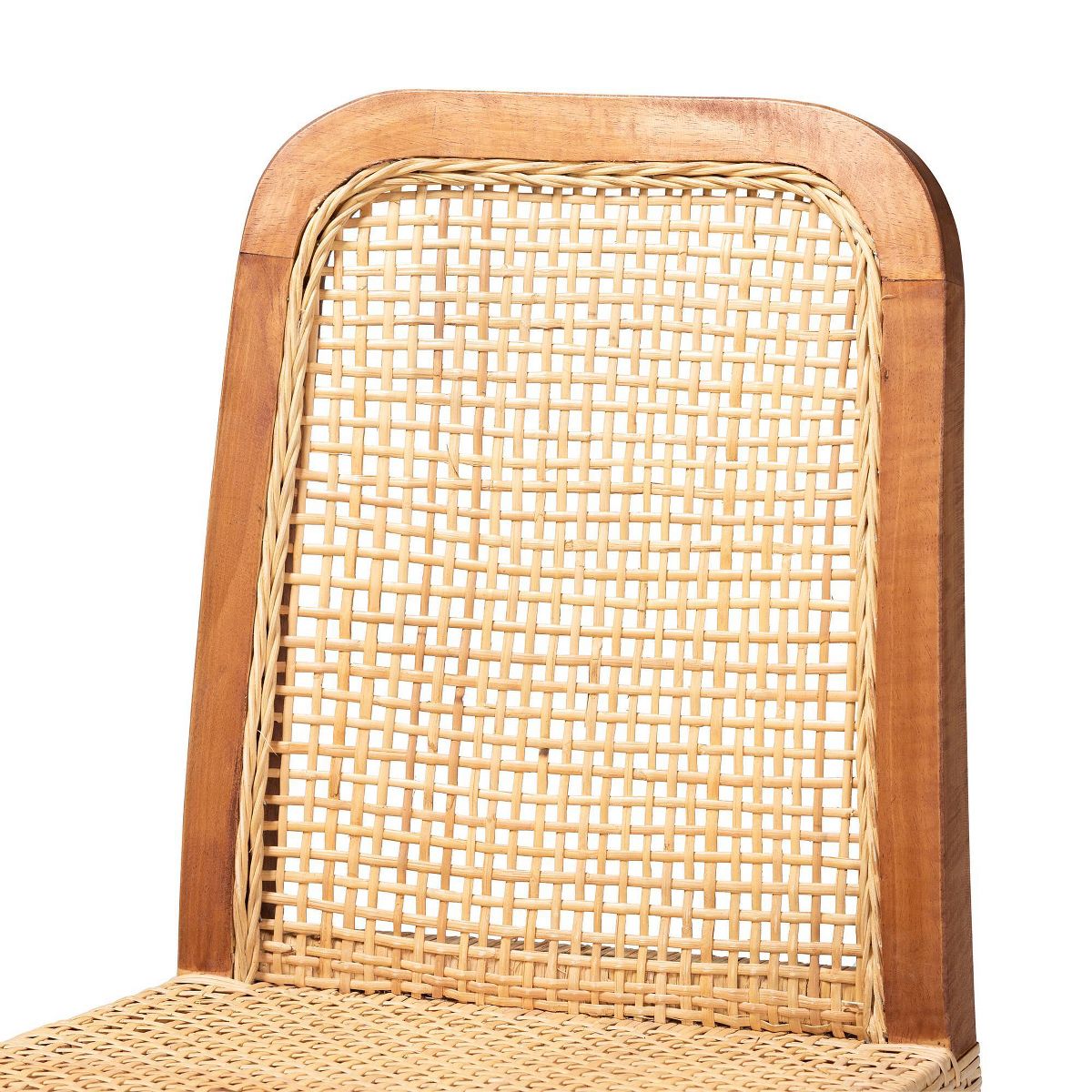 Caspia Wood and Rattan Counter Height Barstool Natural/Walnut - bali & pari - thumbnail 6
