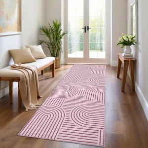 Modern Machine Washable Abstract Area Rug Non Slip Non Shedding Soft Striped Floor Cover Low Pile Foldable Accent Indoor Rug for Living Room Bedroom - 1 of 4