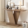 HDZNVF Console Table with Natural Wood Veneer, V-Base Design for Classic Versatility, Brown - 2 of 4