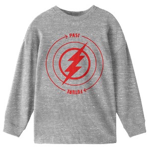 The Flash Movie Past To Future Circle Graphic Crew Neck Long Sleeve Athletic Heather Youth Tee - 1 of 2