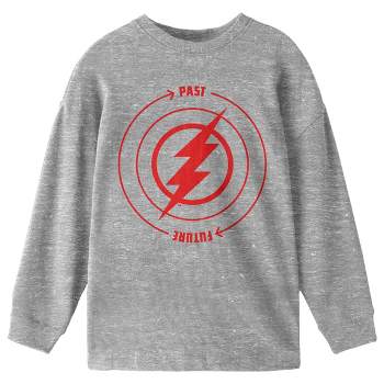 The Flash Movie Past To Future Circle Graphic Crew Neck Long Sleeve Athletic Heather Youth Tee