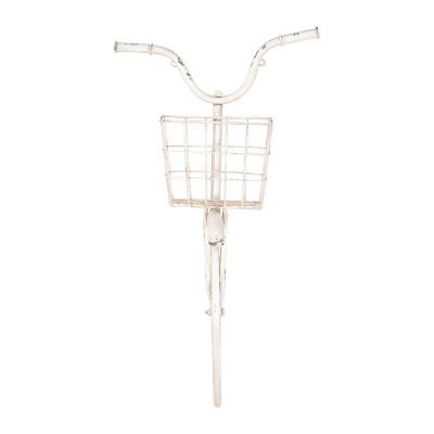Photo 1 of 17.3 x 30.8 Distressed Iron Bike Shaped Wall Dcor with Basket Cream - 3R Studios