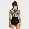 Girls' Short Sleeve Sunset Tropics One Piece Swimsuit - Cat & Jack™ Black - 2 of 3