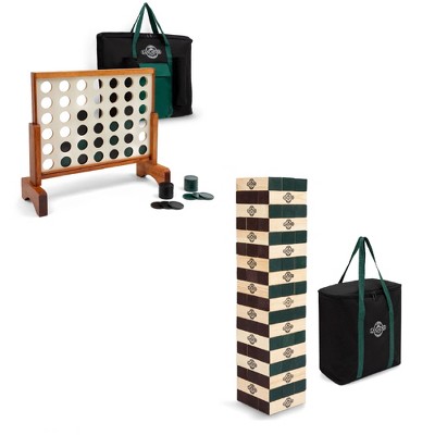 Lancaster Gaming Company 4 In A Row Wooden Game Set & Giant Tumbling Tower Set