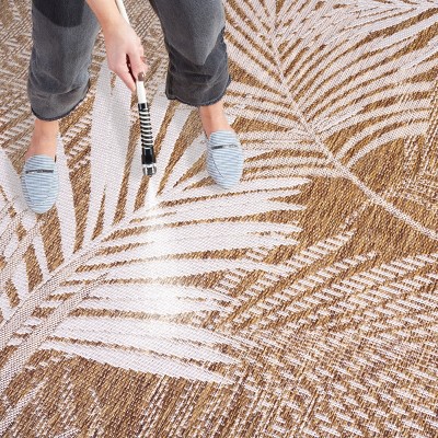 Aqua and Ivory Hand-Knotted Square Wool Rug
