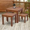 Outsunny 3 Piece Outdoor Side Nesting Table Patio Set with Acacia Wood Build & Multi-Functional Design - 3 of 4