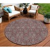 Merlot Gray And Taupe Floral Washable Indoor Outdoor Area Rug - 2 of 4