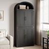 CuisinSmart 72in Tall Arched Bookshelf, Modern Farmhouse Bookcase with 4 Glass/Wood Doors & Open Shelf, Freestanding Display Cabinet Organizer - 3 of 4
