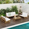 Christopher Knight Home Uland Outdoor Slat Design Acacia Wood 7 Seater Seating Set with Cushions - 2 of 4