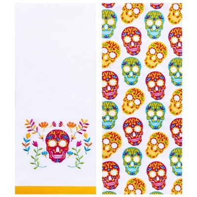 The Lakeside Collection Skeletons Embroidered Set of 2 Kitchen Towels