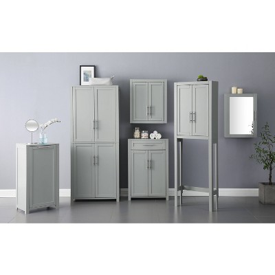 Savannah Gray Shaker-Style Wall Cabinet with Chrome Hardware