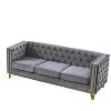 NicBex 80.5 Inch Velvet Buttons Tufted Couch 3-Seat Sofa with Metal Legs for Living Room,Small Space,Apartment,Gray - 2 of 4