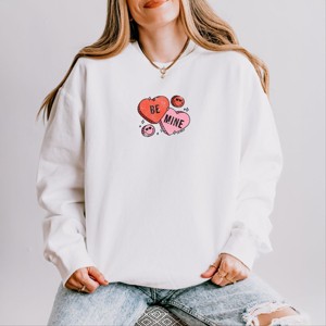 S.W.Smiley Be Mine Hearts Distressed - Women's Lightweight Garment Dyed Sweatshirt - 1 of 4
