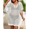 Plus Size Crochet Bikini Cover Ups Lightweight Swimsuits Cover Ups Deep V Neck Hollow Out Beach Cover Ups Swimwear Beachwear - 4 of 4