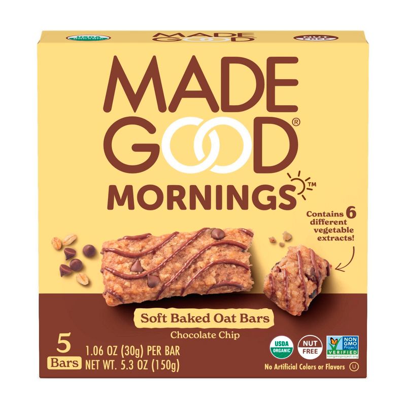 MadeGood Morning Chocolate Chip Bars - 5ct/4.25oz, 1 of 5