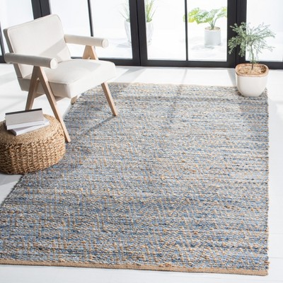 Cape Cod Blue and Natural Hand-Knotted Jute Area Rug