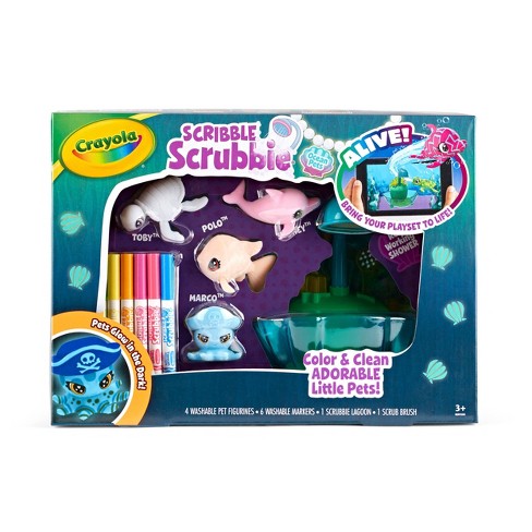 Crayola Scribble Scrubbie Ocean Glow Lagoon Washable Marker Craft Kit For Kids Non toxic Ages 3 Target