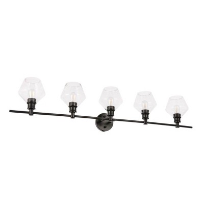 Gene 5-Light Black and Clear Glass Wall Sconce