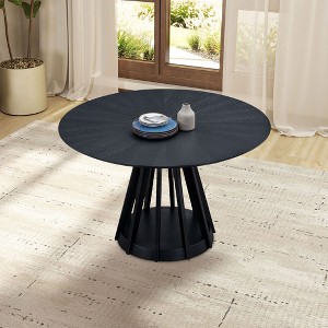 CAVINAS Round Dining Table 47.24" Wooden Dining Table for 4 with Sturdy Pedestal - 1 of 4