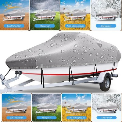 17Ft Gray Heavy Duty Waterproof Oxford Cloth Boat Cover with Storage Bag