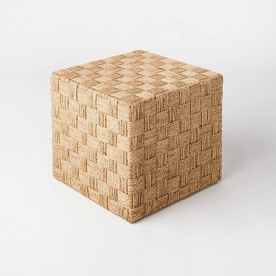 Wellford Faux Leather Woven Cube Brown - Threshold™