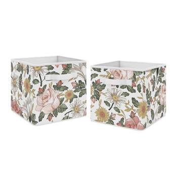Vintage Floral Boho Collection Girl Kids Fabric Toy Bin Storage - Blush  Pink, Yellow and Green Shabby Chic Rose Flower Farmhouse - Bed Bath &  Beyond - 31628747