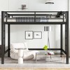 TUYOHW Metal Loft Bunk Bed with Dual Ladders & Guardrails,Multiple Sizes Loft Bed Frame with Open Under-Bed Space for Dorms,Bedrooms,Black - 2 of 4