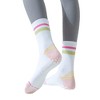 Anna-Kaci 3-Pack Women's Cotton Crew Socks with Color Block Toes Striped Cuffs and Non-Slip Grip Soles - 4 of 4