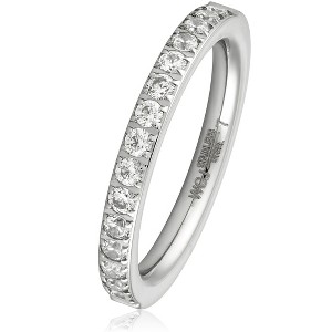 ELYA Women's Polished Prong-Set Cubic Zirconia Stainless Steel Ring - 1 of 4