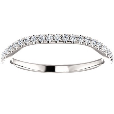 Pompeii3 1/5 Ct Curved Diamond Guard Enhancer Wedding Ring 14k White Gold