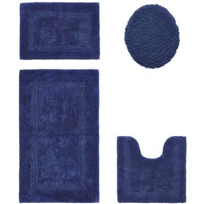 Lux Premium 100% Cotton Tufted Solid Reversible 4 Piece Bath Rug Set – Ultra-Soft, Water-Absorbent, Durable, Machine Washable Bathroom Rug