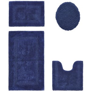 Lux Premium 100% Cotton Tufted Solid Reversible 4 Piece Bath Rug Set – Ultra-Soft, Water-Absorbent, Durable, Machine Washable Bathroom Rug - 1 of 4