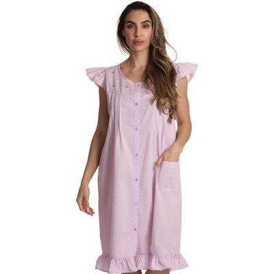 Dreamcrest Cap Sleeve Woven Nightgown with Floral Embroidery - Cute PJ Sleepwear