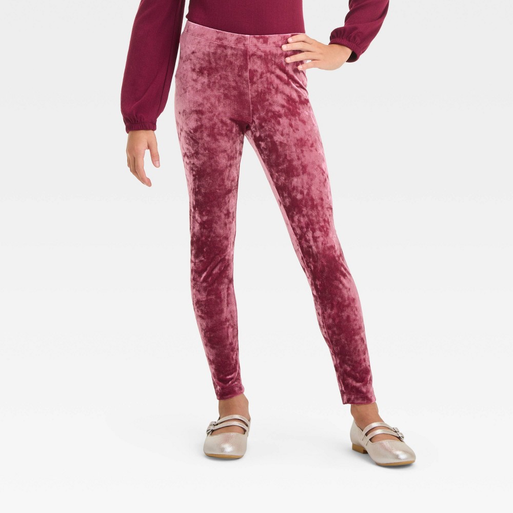 Girls' Crushed Velour Leggings - Cat & Jack™ Burgundy M