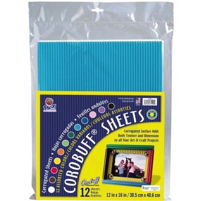 Corobuff Corrugated Art Paper, 12 x 16 Inches, Assorted Colors, 12 Sheets