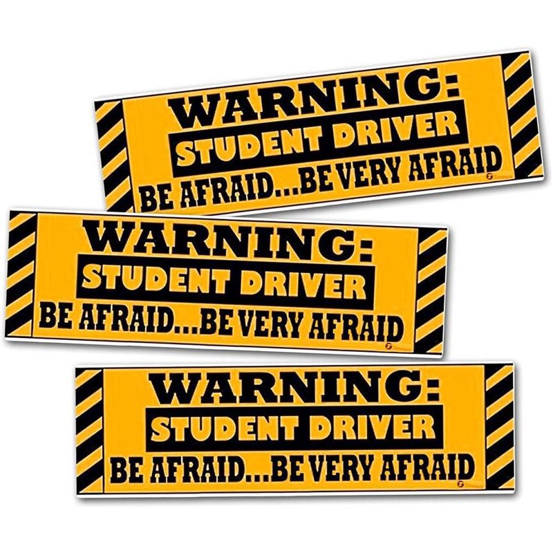Zone Tech Warning Student Driver Vehicle Bumper Magnet - 3-Pack Premium Quality Reflective Warning Student Driver Bumper Safety Sign Magnet, 1 of 7