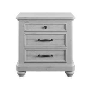 Vynxaria Coastal Farmhouse Gray 3-Drawer Nightstand with USB, 28.0"L¡Á17.0"W¡Á28.0"H, Easy Assembly, Low-Maintenance - 1 of 4