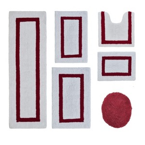 Hotel Bath Rug 100% Premium Cotton Tufted Weave Two Tone Reversible 6 Piece Bathroom Rug Set, Super Soft & Water Absorbent, Machine Washable Bathmat - 1 of 4