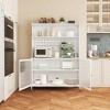 Kitchen Pantry Cabinet with Glass Doors & Adjustable Shelves, Tall Storage Cupboard with Hooks for Kitchen, Living Room & Dining Room - 3 of 4