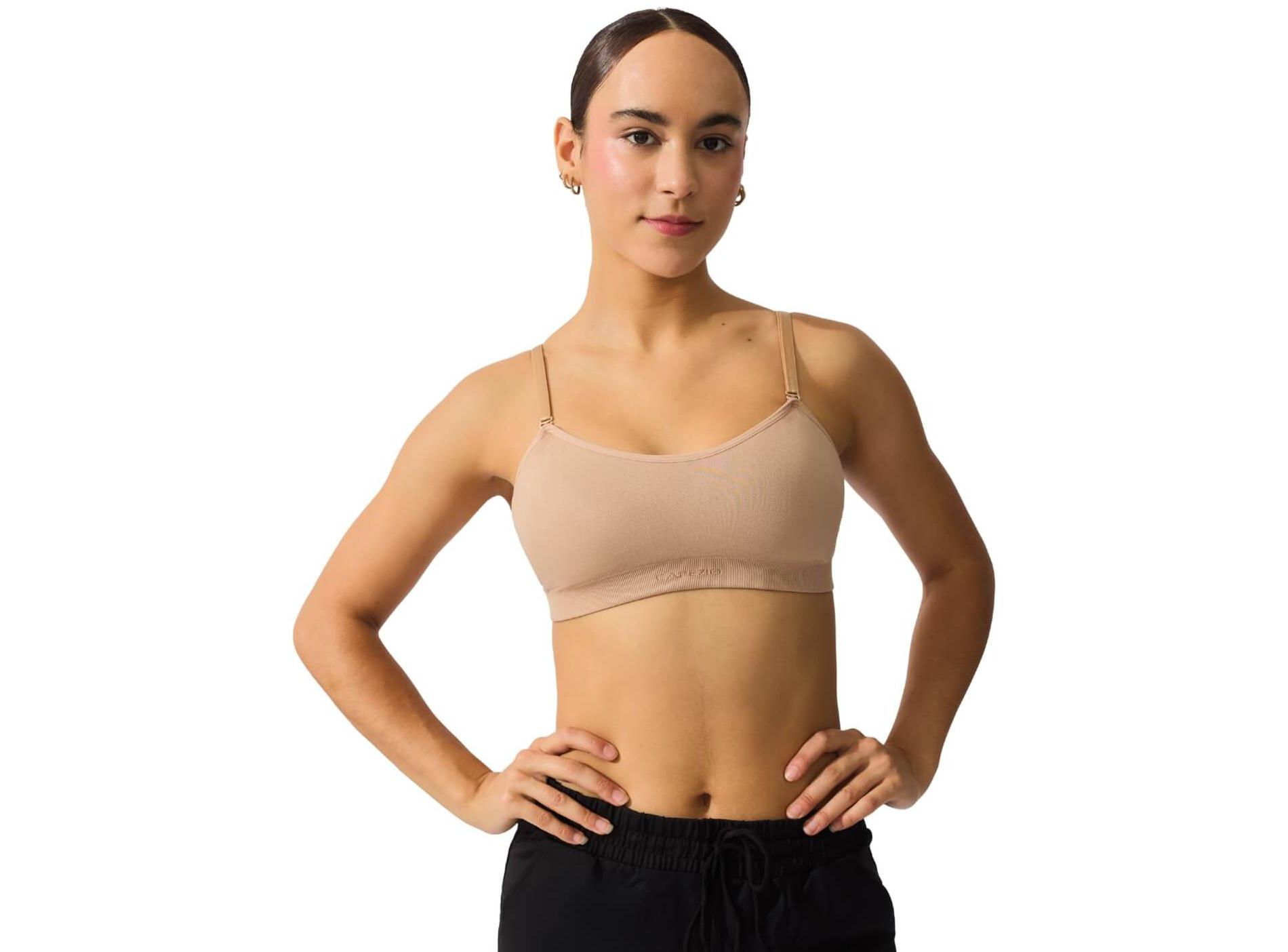 Capezio Women's Seamless Clear Back Sweetheart Bandeau Bra, X-Small/Small, Nude